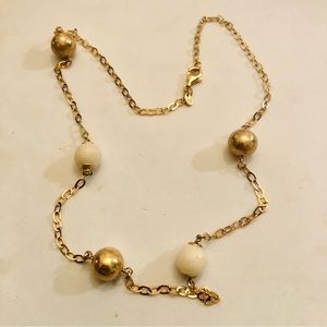 Vintage Itaor Sterling Vermeil Bead Station Necklace Italy